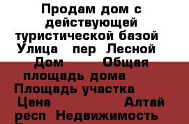 Продам дом с действующей туристической базой › Улица ­ пер. Лесной › Дом ­ 10 › Общая площадь дома ­ 56 › Площадь участка ­ 50 › Цена ­ 5 000 000 - Алтай респ. Недвижимость » Дома, коттеджи, дачи продажа   